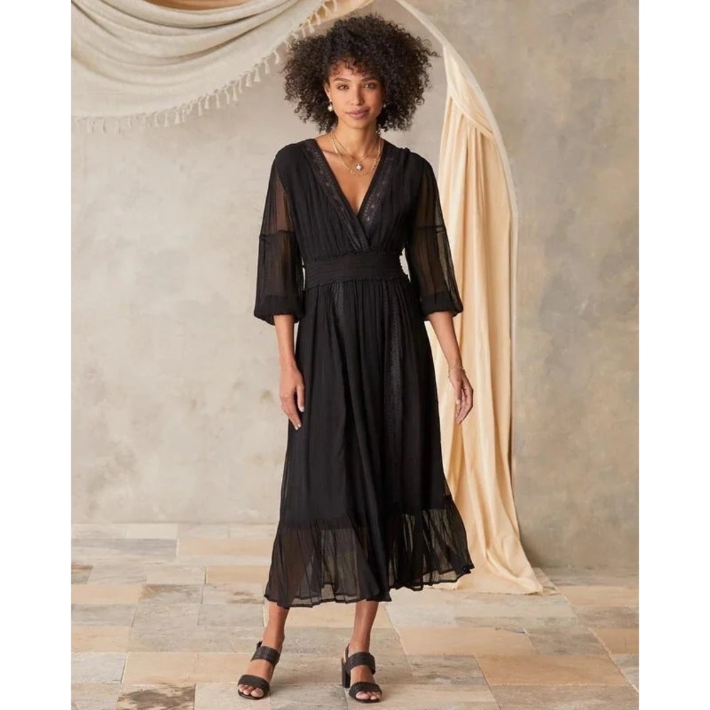 Sundance Giverny Dress in Black Embroidered Lace, Women's XL
